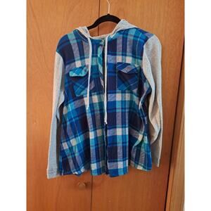Women's Avenue Blue Flannel Hoodie Size 14/16